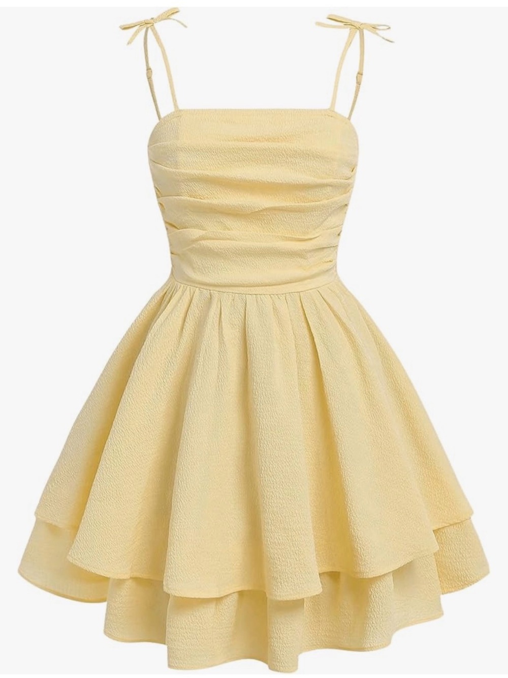 NWT girls Yellow Tie-Shoulder Tiered Mini Dress